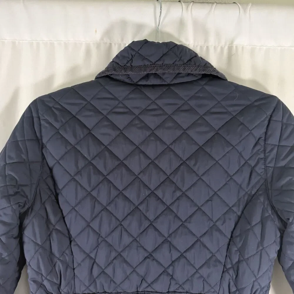Ralph Lauren Jacket Girls Large 12-14 Black Snap Front Light Puffer Pockets